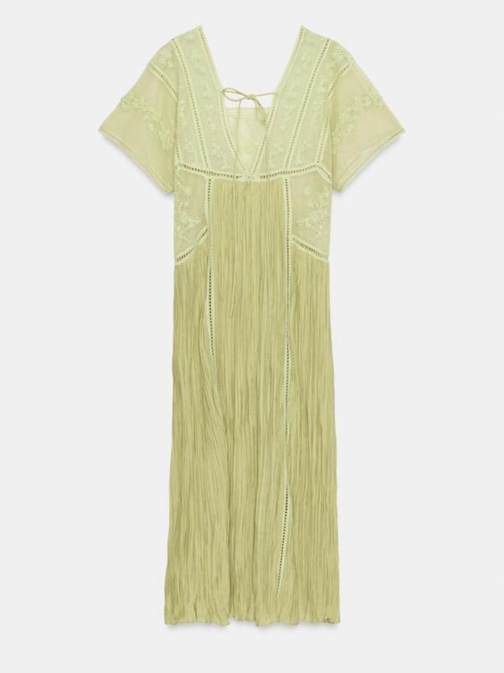 ZARA WOMAN SS26 PISTACHIO EMBROIDERED PLEATED DRESS ZW 7521/063/511 - Picture 3 of 16